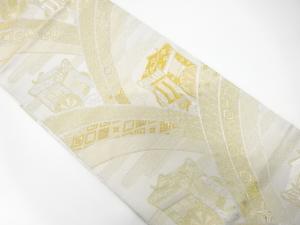 アンティーク　御所車にヱ霞・古典柄織り出し袋帯（材料）